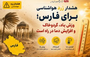 هشدار زرد هواشناسی برای فارس؛ وزش باد، گردوخاک و افزایش دما در راه است – پایگاه خبری تبریز یازار | اخبار ایران و جهان هشدار زرد هواشناسی برای فارس؛ وزش باد، گردوخاک و افزایش دما در راه است – پایگاه خبری تبریز یازار | اخبار ایران و جهان